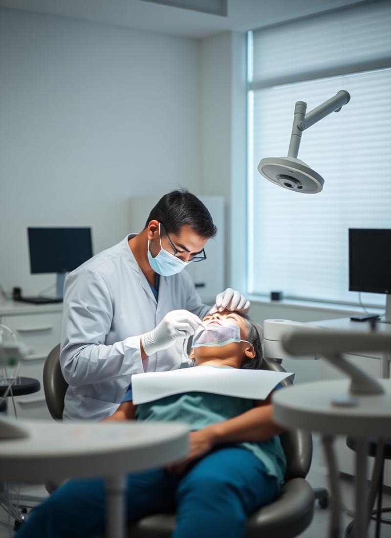 Dentist performing treatment